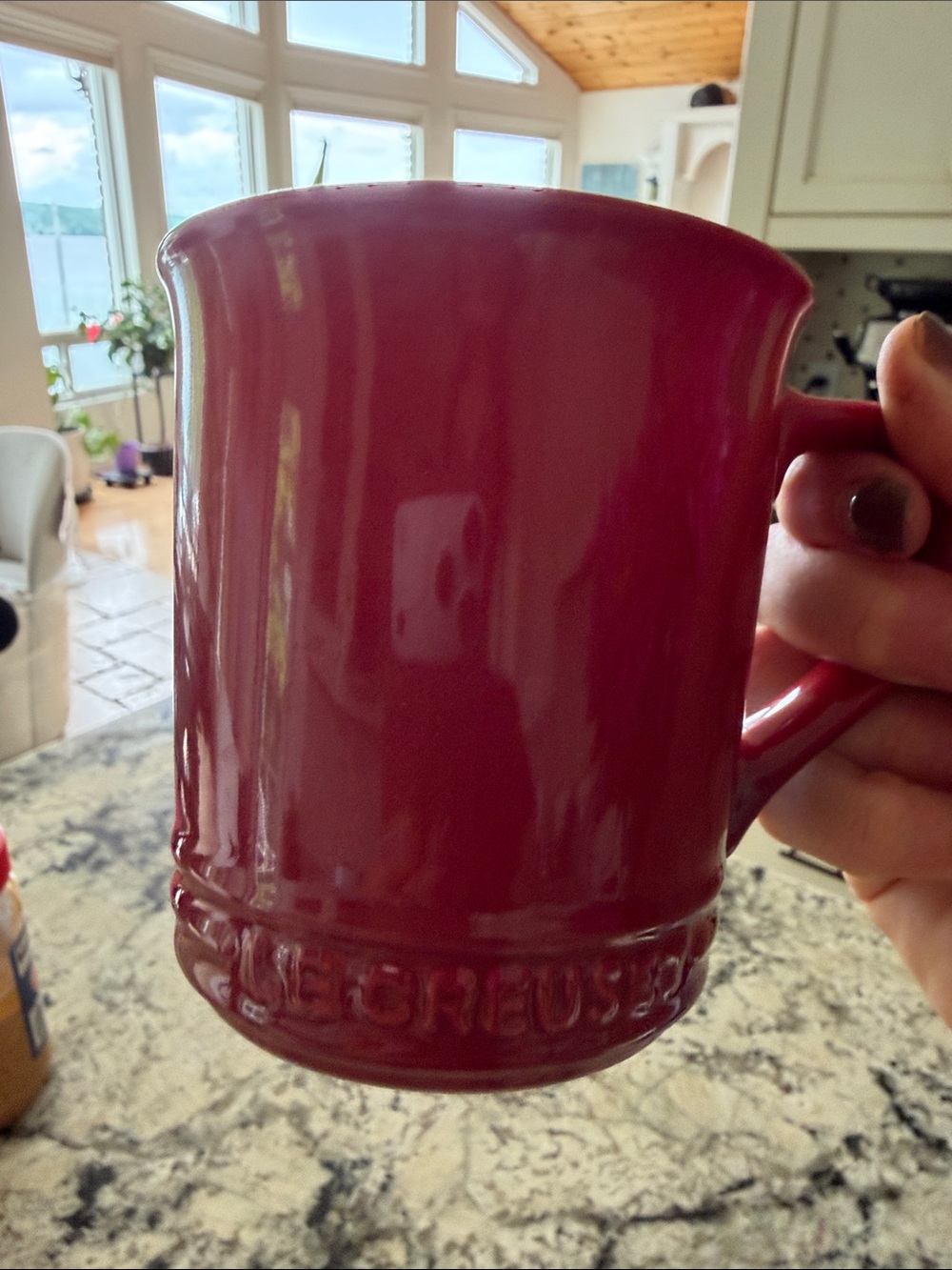 Le Creuset Raspberry Red Stoneware Mug with Handle